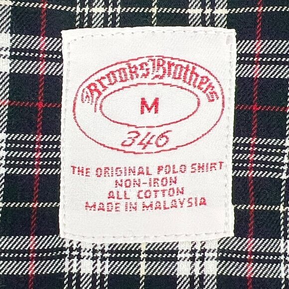 Brooks Brothers 346 Sz Mens M Non-Iron B&W Plaid Long-Sleeve Button-Down Shirt - Picture 4 of 10